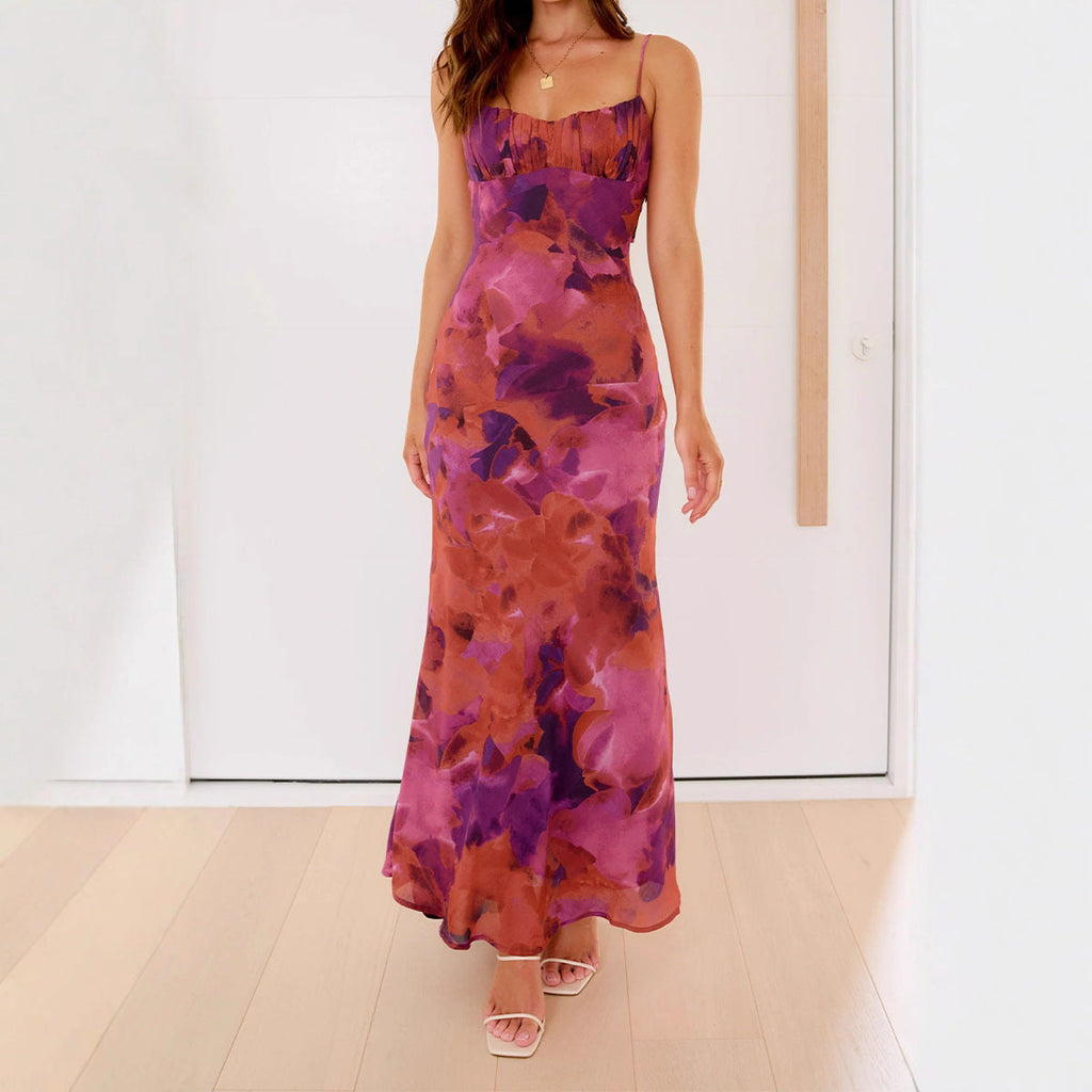 Damen Elegantes Maxikleid mit sanften Farbverlauf und filigranen Spaghettiträgern