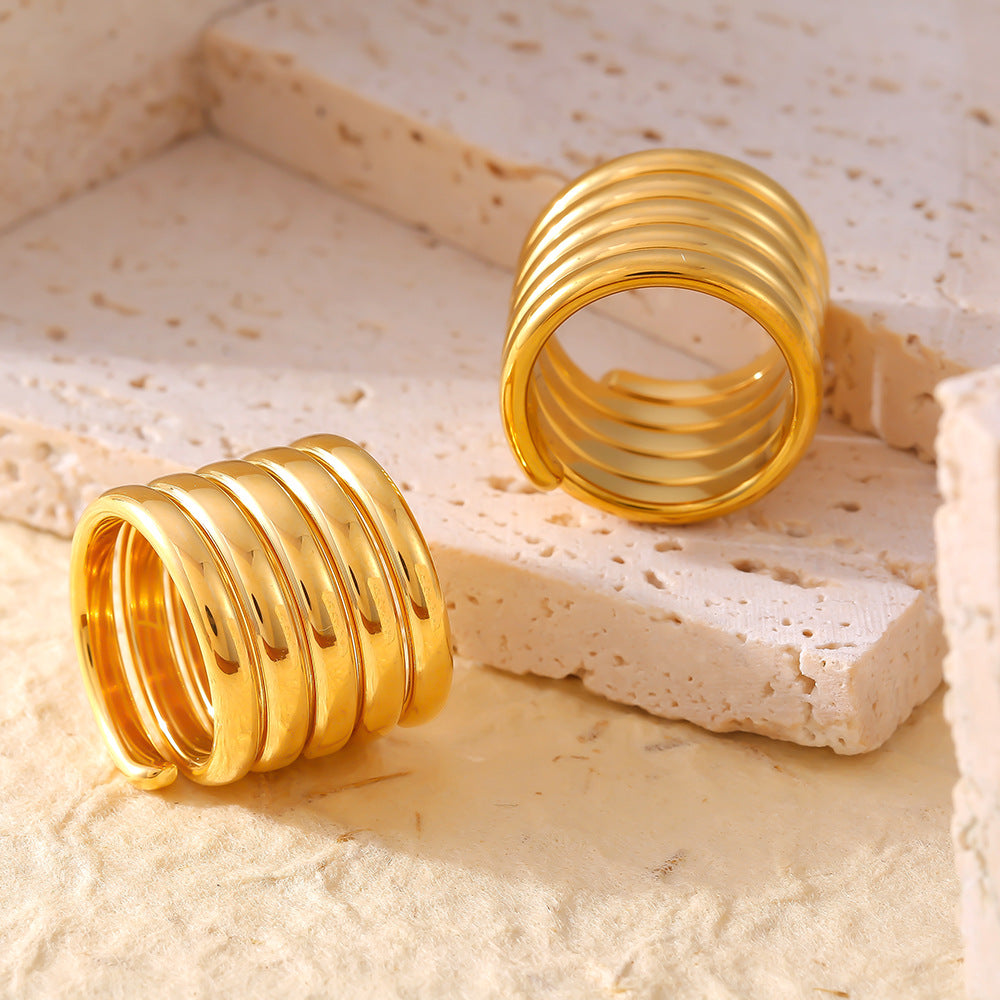 Damen Schmuckring mit geschichtetem Spiral-Design aus Edelstahl Shop Nory