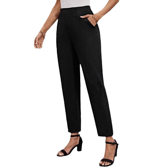 Damen nan hochgeschnittene konisch geschnittene Business-Hose mit elastischem Bund und seitlichen Eingrifftaschen Shop Nory