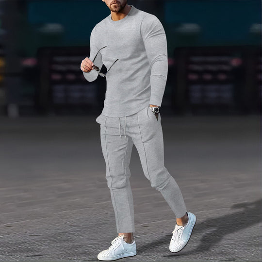 Herren nan modernes Lounge-Set aus feinem Stretchjersey mit Rundhals-Longsleeve und tapered Cargo-Jogger Shop Nory