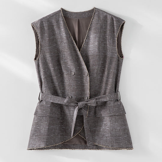 Damen Hochtaillierte Palazzo-Hose aus Leinenmix mit Bundfalten und elastischem Komfortbund Shop Nory