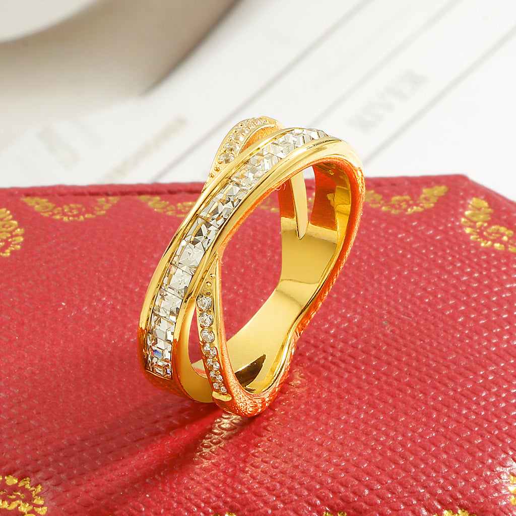 Damen Glitzernder Ring mit modernem Wellen-Design Shop Nory