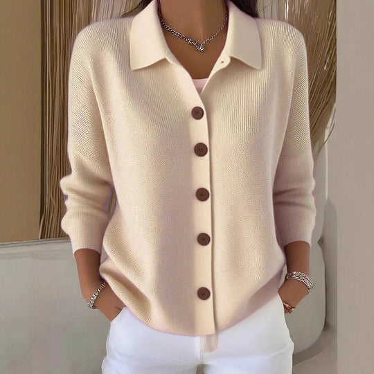 Damen nan Feinstrickjacke mit Hemdkragen und durchgehender Knopfleiste Shop Nory
