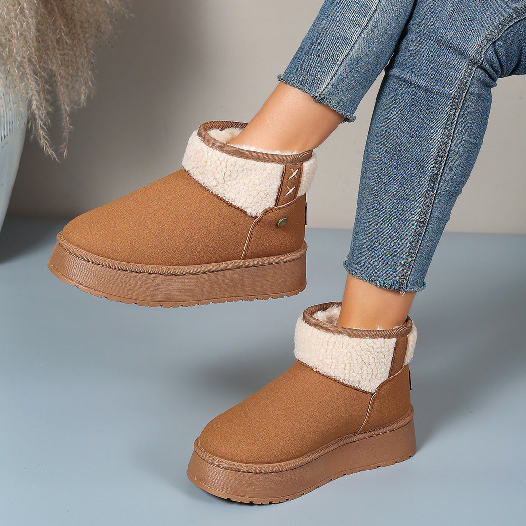 Damen Gefütterte Plateau-Stiefelette mit Teddykragen und Slip-On-Schaft Shop Nory
