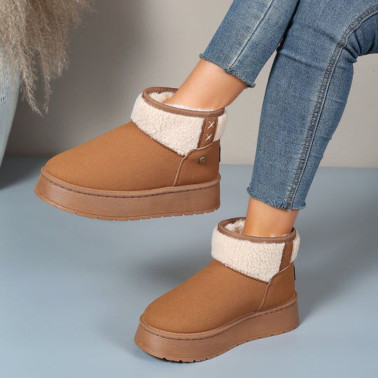 Damen Gefütterte Plateau-Stiefelette mit Teddykragen und Slip-On-Schaft Shop Nory