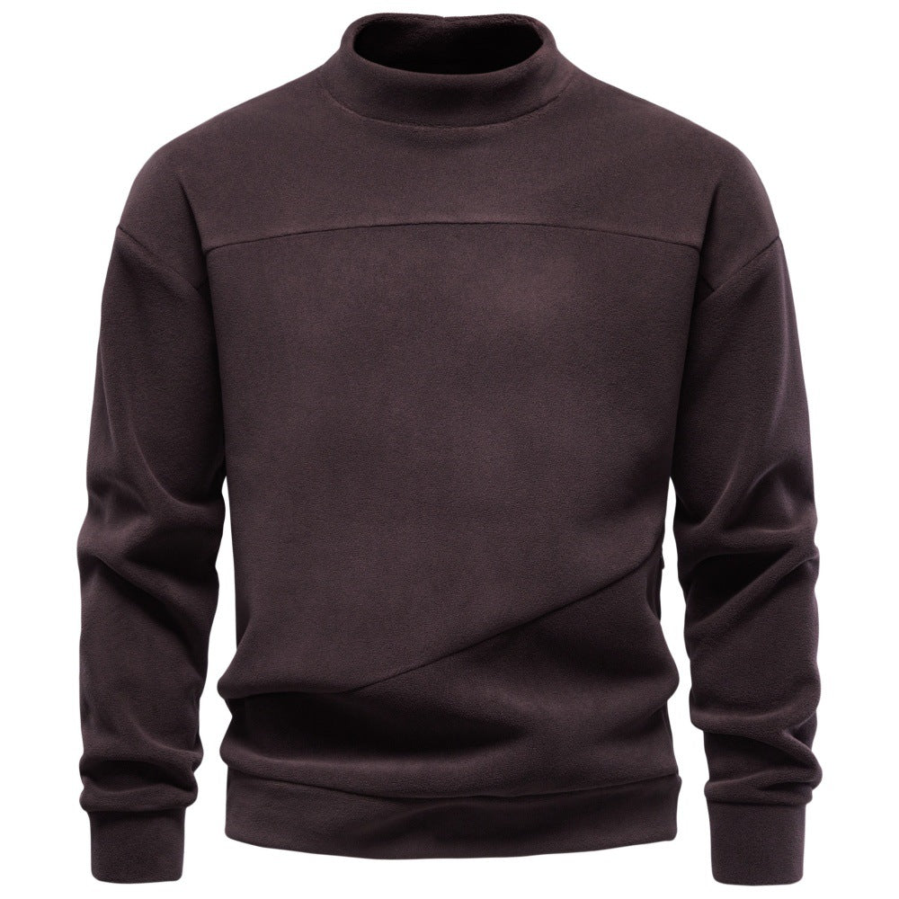 Herren Kuscheliger Microfleece Pullover mit Stehkragen und schrägen Ziernähten Shop Nory