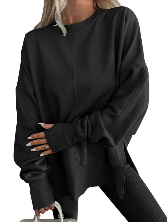 Damen Oversize-Sweatshirt mit Mittelnähte, Rundhals und überschnittener Schulter Shop Nory