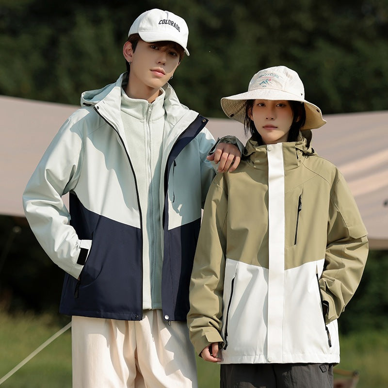 Herren Zweifarbige Wind- und Wasserabweisende Softshelljacke mit Kapuze Shop Nory