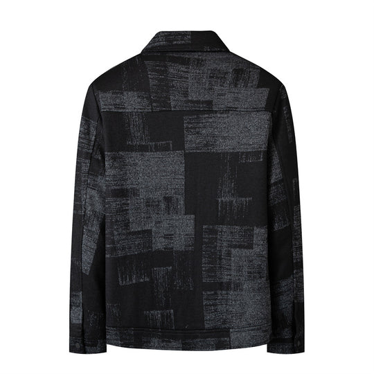 Herren Overshirt-Jacke im Hemdjackenstil mit grafischem Patchmuster und Reißverschluss Shop Nory