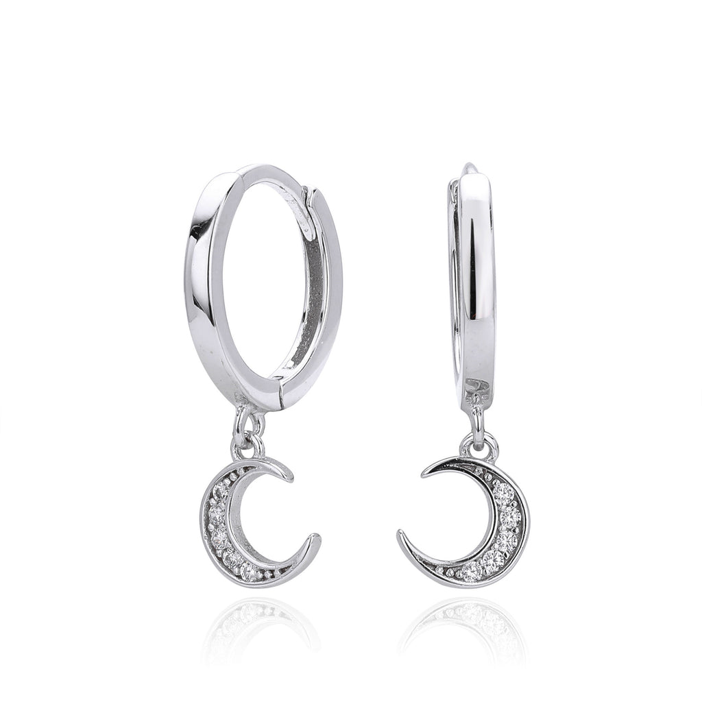 Damen Ohrhänger mit elegantem Mondanhänger und funkelnden Zirkonen Shop Nory