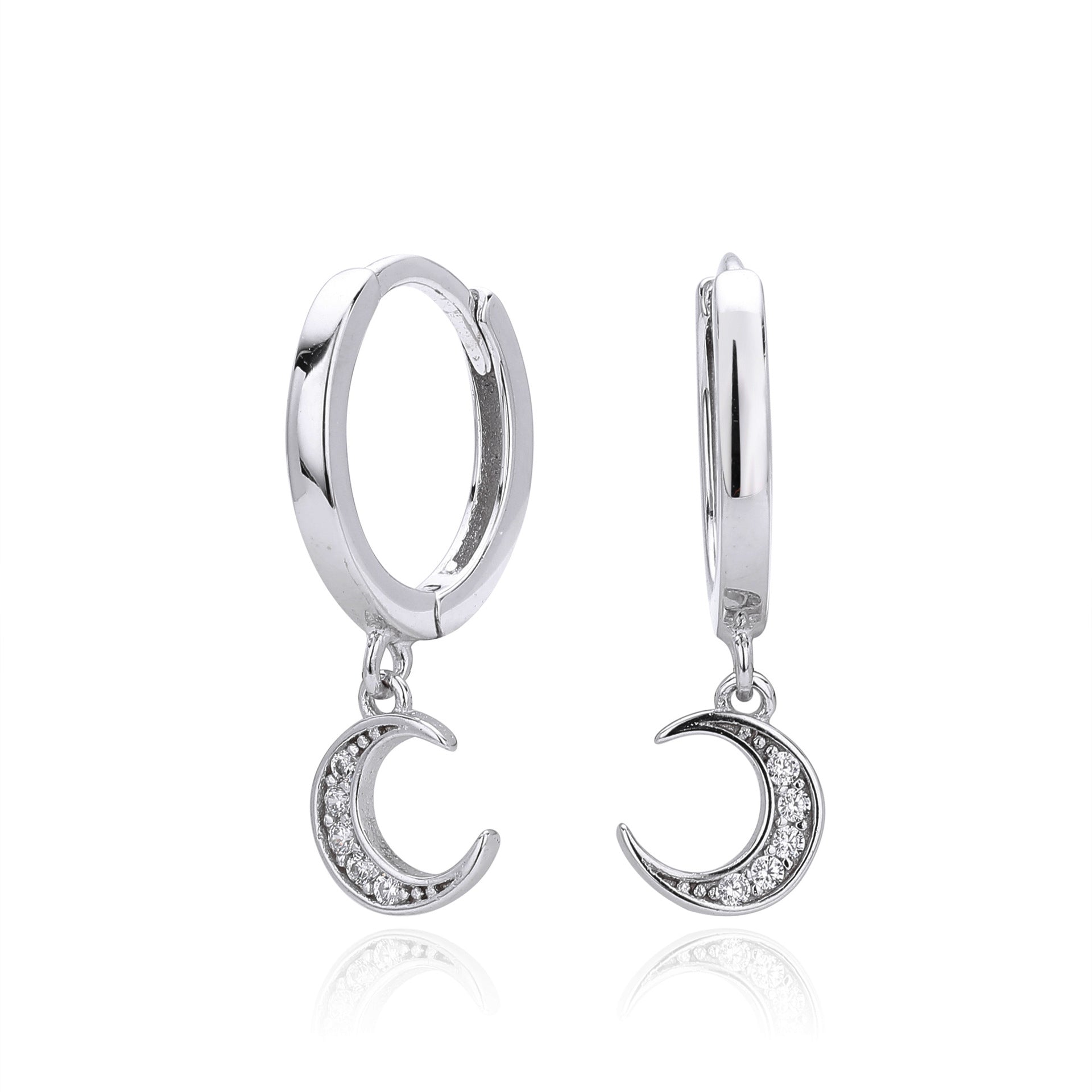 Damen Ohrhänger mit elegantem Mondanhänger und funkelnden Zirkonen Shop Nory