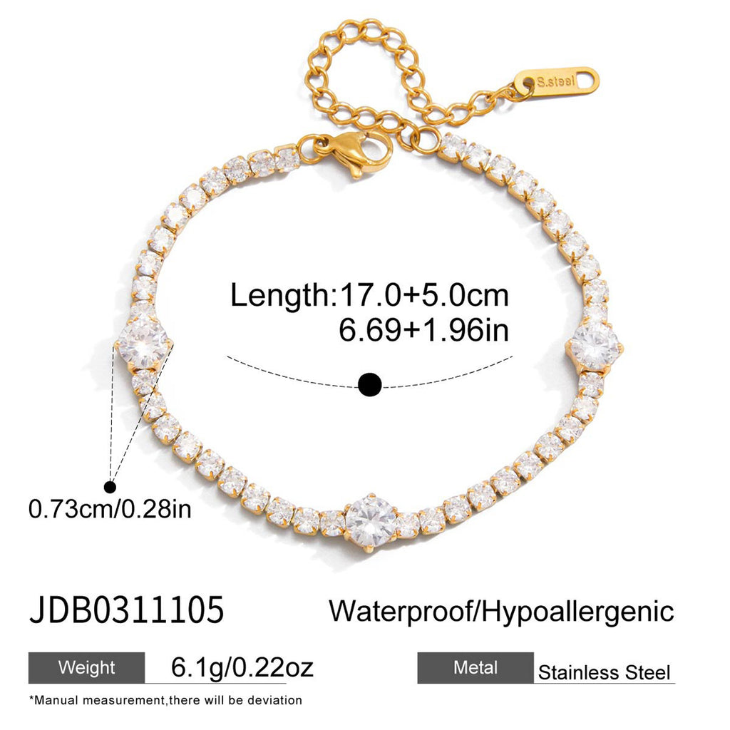 Damen Armband mit funkelnden Zirkonia-Steinen aus hypoallergenem Edelstahl Shop Nory
