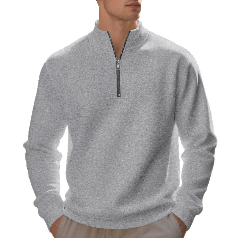 Herren sportlicher Sweatshirt mit modernem Stehkragen und Reißverschluss