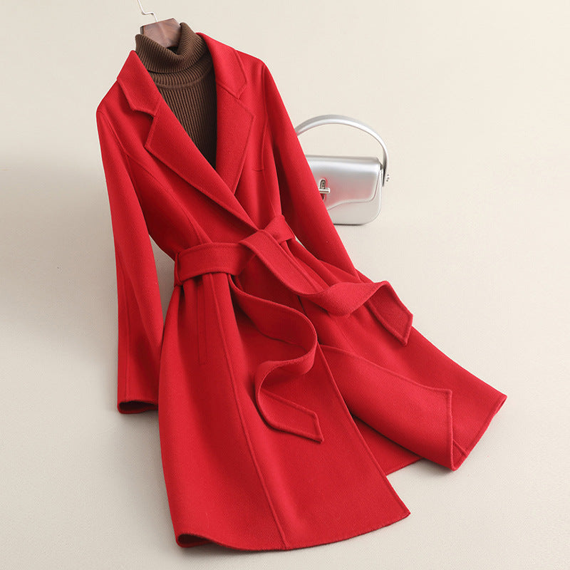 Damen Eleganter Wollmantel mit praktischen Taschen Shop Nory