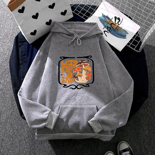 Damen nan leichter Oversize Kapuzenpullover mit Herz‑EKG‑Motiv, langen Kordeln und elastischem Bund Shop Nory