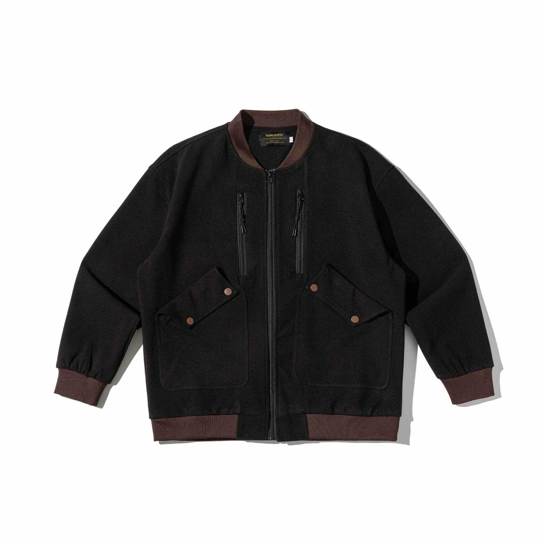 Herren Kurz geschnittene Utility‑Bomberjacke mit Pattentaschen und Doppel‑Brustzip Shop Nory