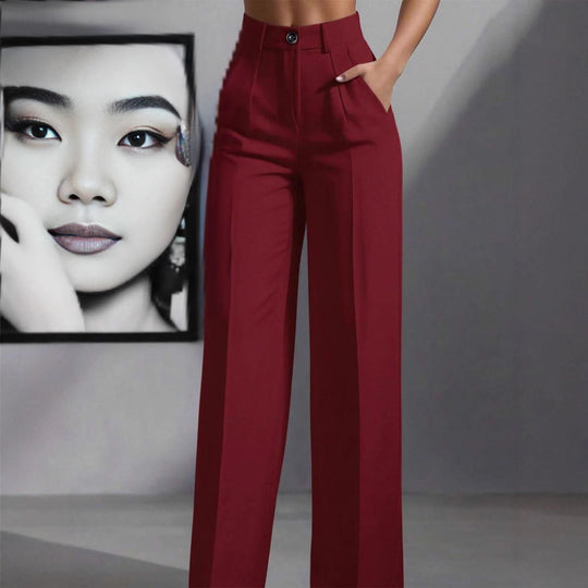 Damen Hochtaillierte Palazzo-Stretchhose mit Bügelfalte und Eingrifftaschen Shop Nory