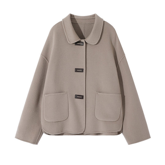 Damen Kurzmantel aus Wollmix mit Hemdkragen, kastiger Silhouette und Eingrifftaschen Shop Nory