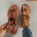 Damen stylische Zehentrenner-Sandalen mit verstellbarem Riemensystem