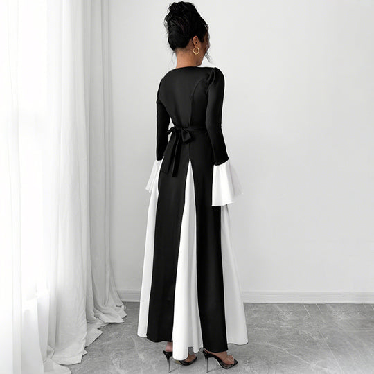 Damen Elegantes Maxikleid mit Rüschendetails und Taillengürtel Shop Nory