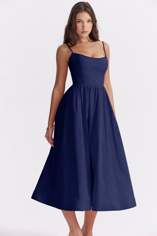 Damen Maxikleid mit schmalen Trägern und schwingendem Rock