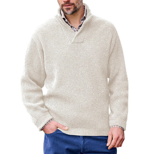 Herren Rippenstrick-Pullover mit Schalkragen und kurzem V-Ausschnitt Shop Nory