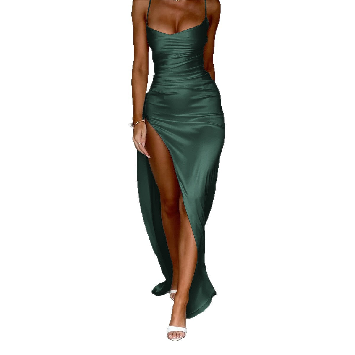 Damen Elegantes Wickelkleid mit hohem Schlitz und verführerischen Spaghettiträgern