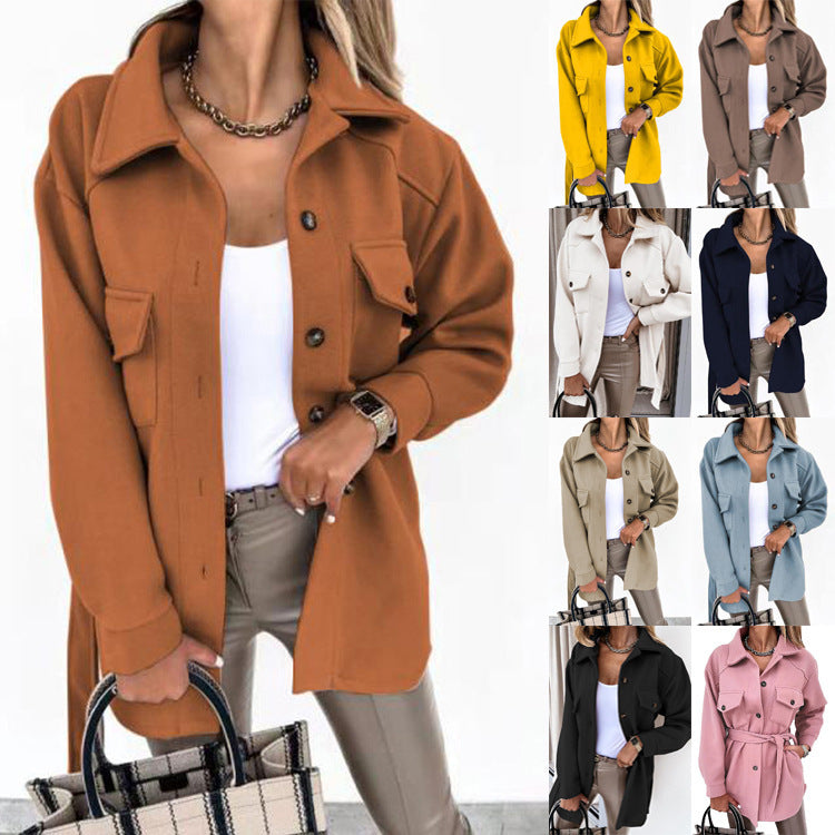 Damen Shacket Hemdjacke aus strukturierter WShop Noryware mit Pattentaschen Shop Nory