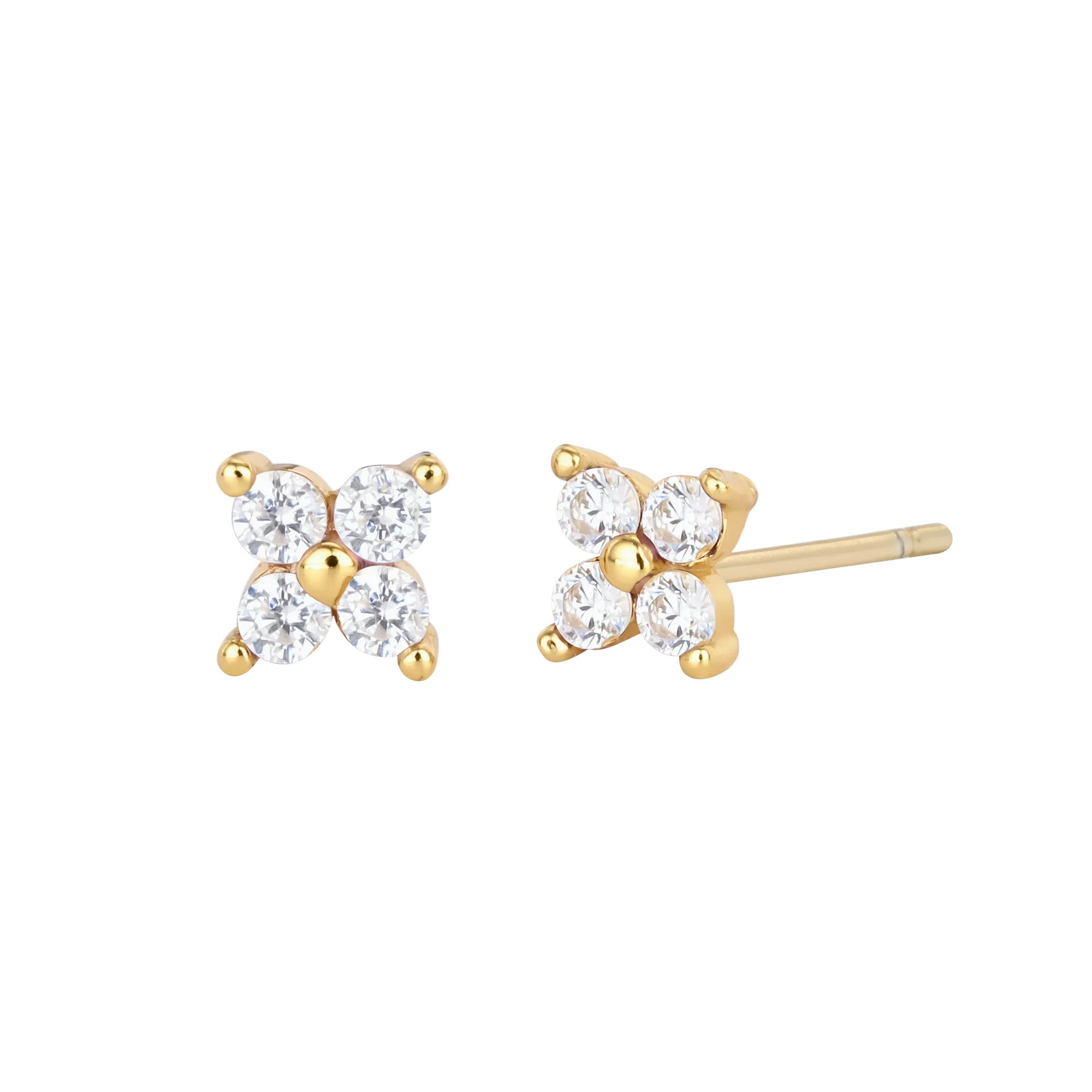 Damen Ohrstecker mit funkelnden 5A Zirkonen in klassischem Blumen-Design Shop Nory