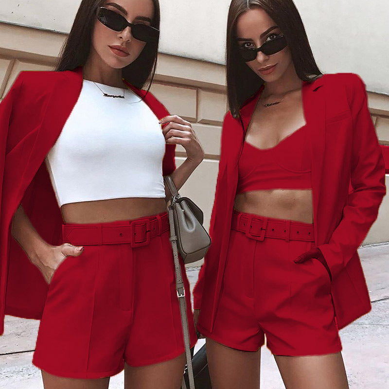 Damen Elegantes Zweiteiliges Blazer‑Shorts‑Set mit tailliertem Reversblazer und High‑Waist Shorts Shop Nory