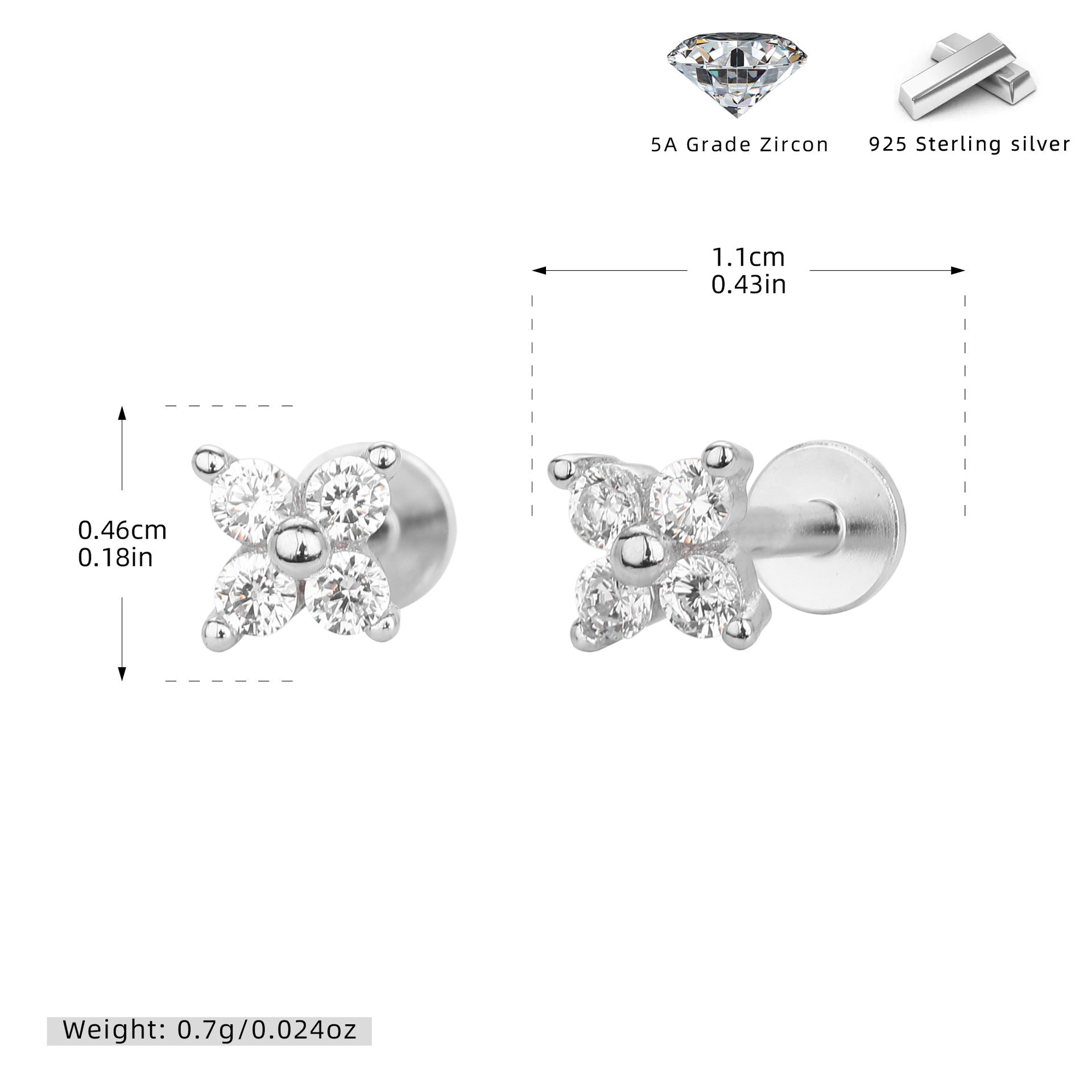 Damen Ohrstecker mit funkelnden Zirkonia-Elementen aus 925 Sterling Silber Shop Nory