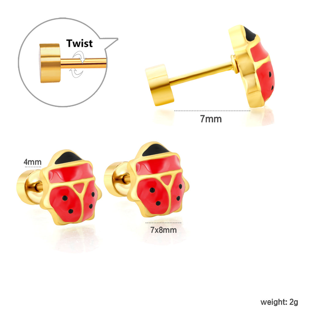 Damen Edelstahl Ohrstecker im niedlichen Marienkäferdesign Shop Nory