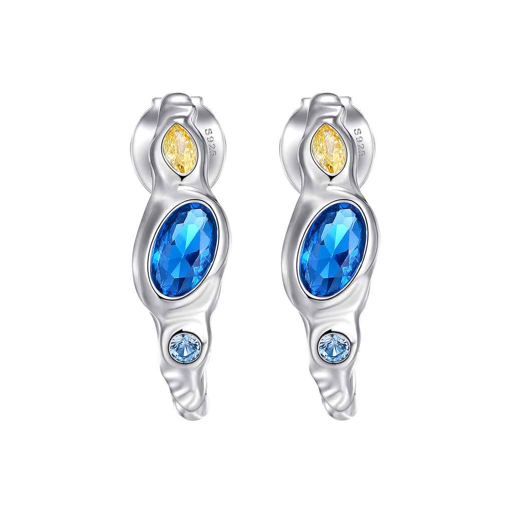 Damen Ohrstecker mit modernem, geschwungenem Design und funkelnden Kristallen Shop Nory