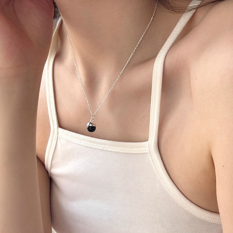 Damen Halskette mit stilvollem Halbkugel-Anhänger aus Edelstahl Shop Nory