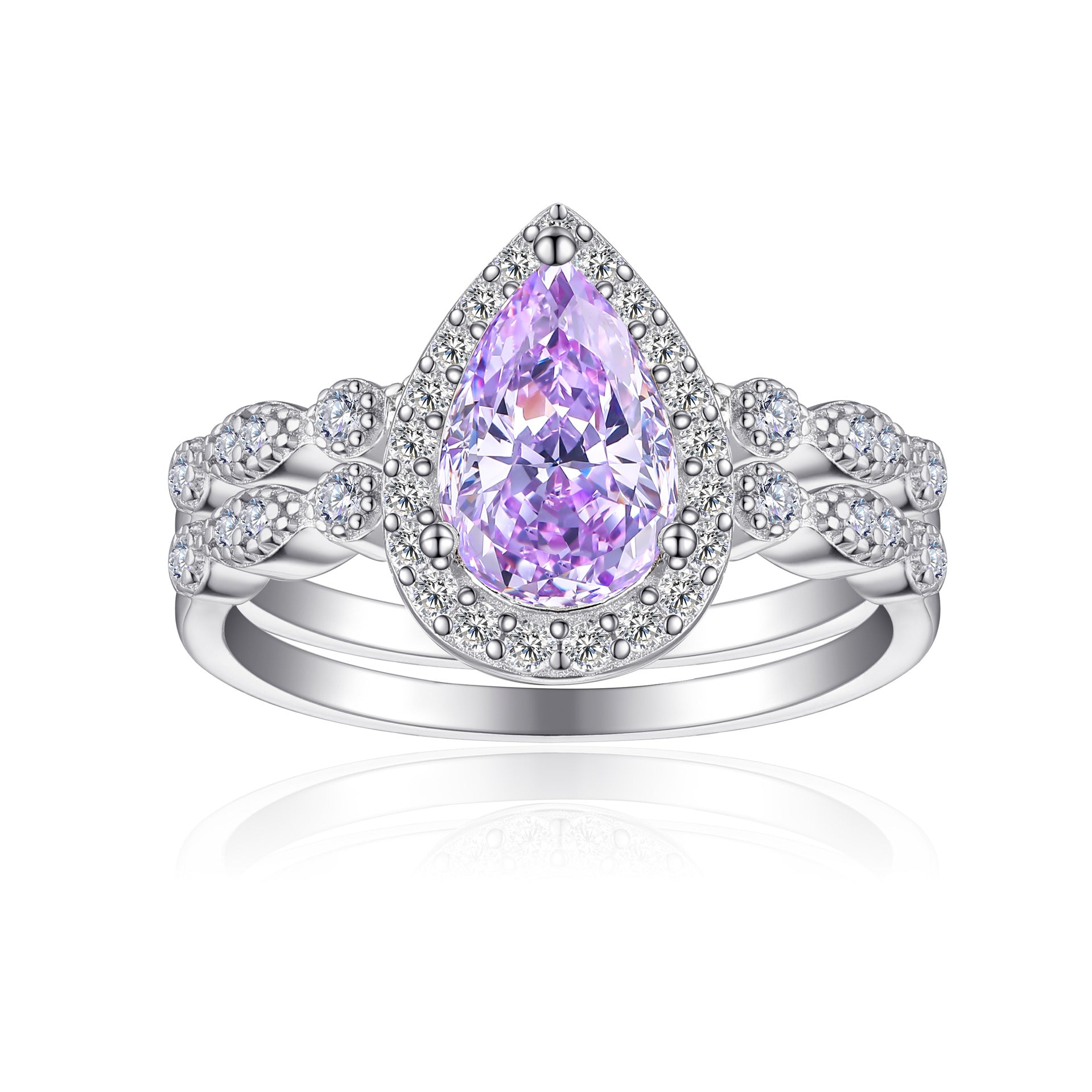 Damen Verlobungsring mit luxuriösem Kristall-Halo und funkelndem Zirkonia-Besatz Shop Nory