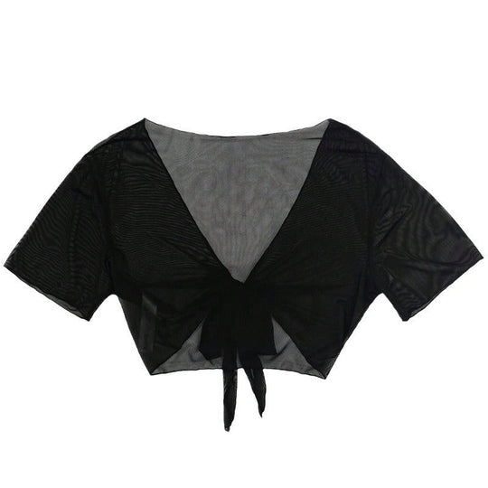 Damen durchsichtige Crop-Top Bluse Shopnory