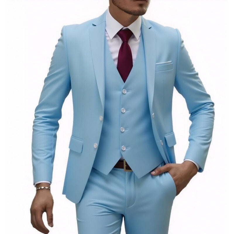 Herren nan dreiteiliges Slim-Fit Anzugset mit Weste, schmalem Revers und taillierter Silhouette