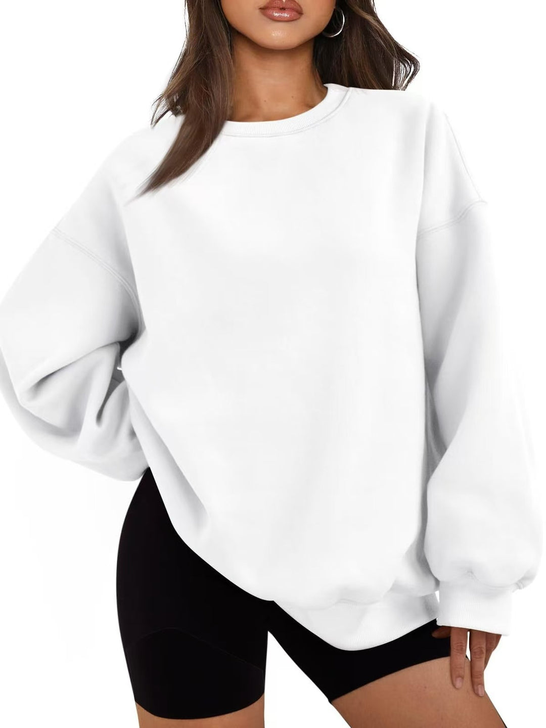 Damen nan Oversized Rundhals-Sweatshirt mit überschnittener Schulter, weichem Fleece-Innenfutter und gerippten Bündchen Shop Nory