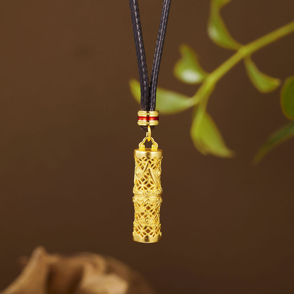 Damen exklusive Halskette mit kunstvollem Anhänger aus Gold und dekorativer Lederkette Shop Nory