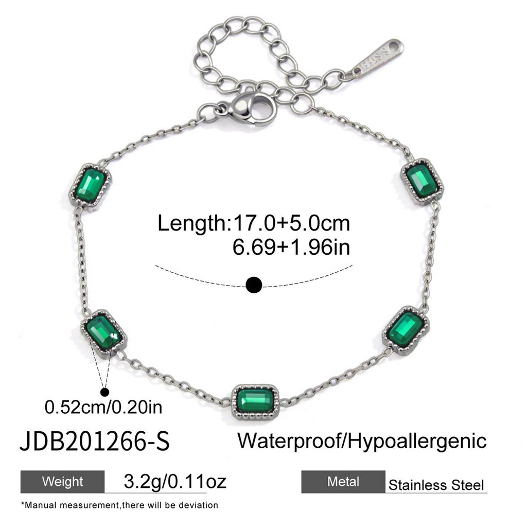Damen Armband mit funkelnden grünen Kristallelementen und verstellbarem Verschluss Shop Nory