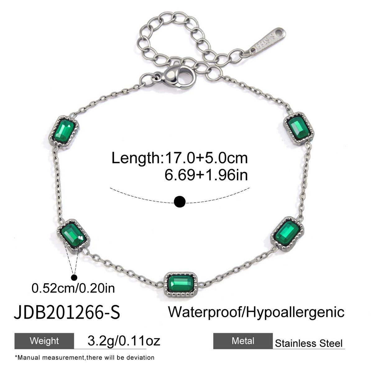 Damen Armband mit funkelnden grünen Kristallelementen und verstellbarem Verschluss Shop Nory