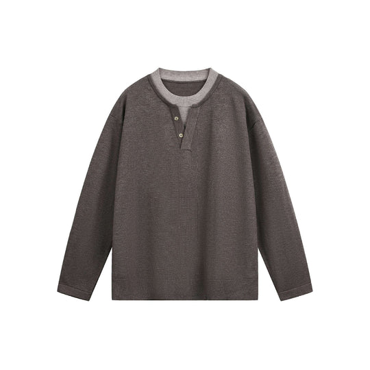 Unisex Lässiges Oversize‑Sweatshirt mit Henley‑Knopfleiste und geripptem Layer‑Kragen Shop Nory