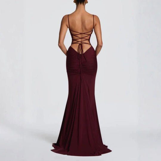 Damen Elegantes Tailliertes Maxikleid mit Raffungen