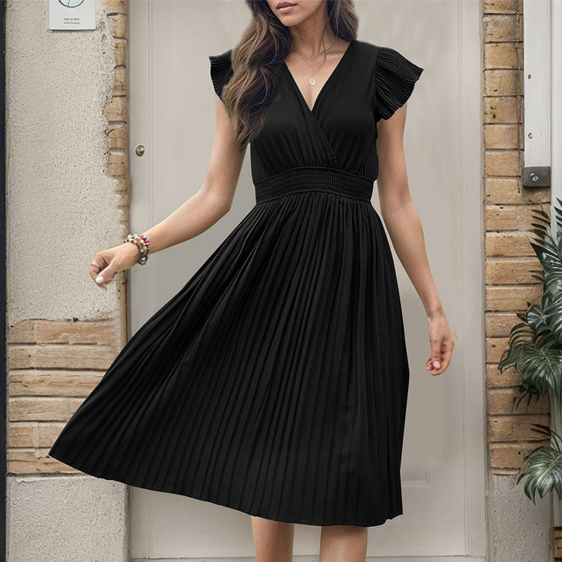 Damen Midikleid mit plissiertem Design und voluminösen Ärmeln