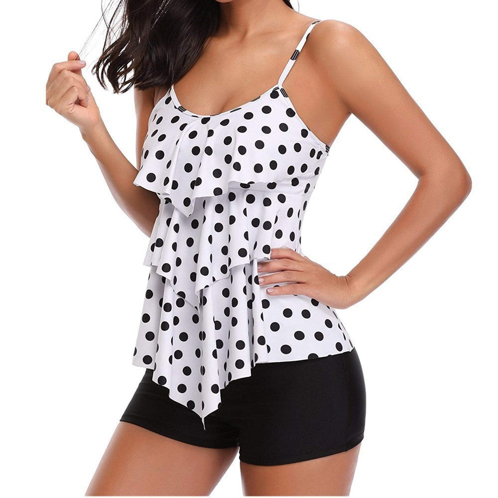 Damen Schwimmloche Tankini mit mehrlagigem Rüschendesign