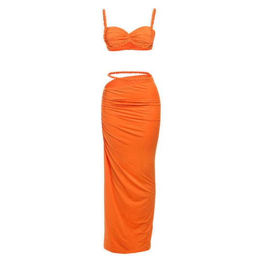 Damen Oberteil und Maxi Rock Set