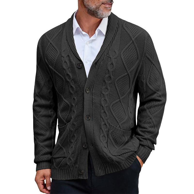 Herren modischer Strickcardigan mit strukturierter Oberfläche und praktischen Taschen Shopnory