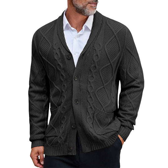 Herren modischer Strickcardigan mit strukturierter Oberfläche und praktischen Taschen Shopnory