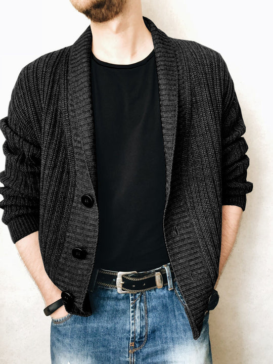 Herren Strickcardigan mit Schalkragen und Knopfleiste Shop Nory