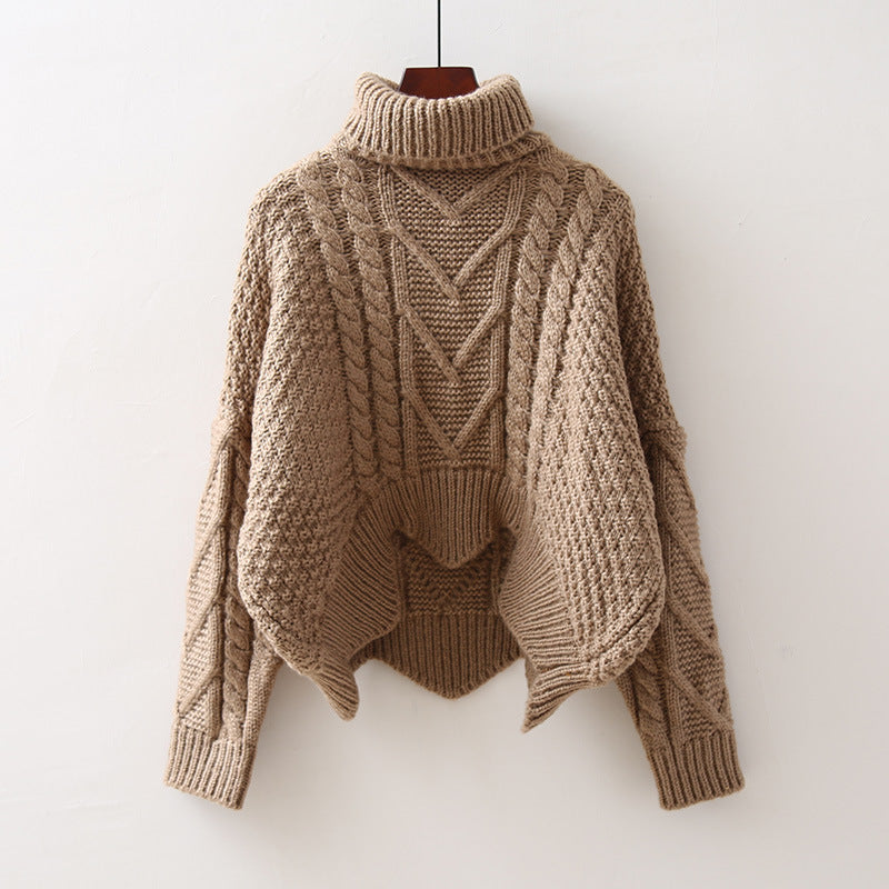 Damen Strukturiertes Cropped Zopfmuster-Chunky-Pullover mit hohem Rollkragen Shop Nory